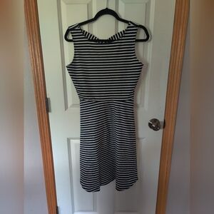 Striped Navy and White Sleeveless Dress